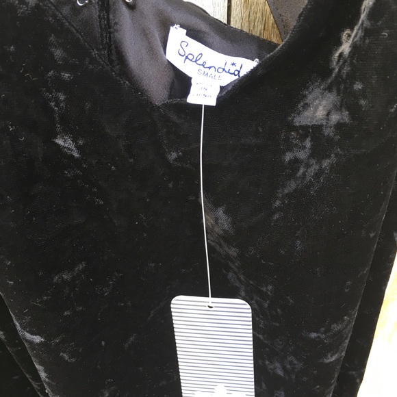 NWT Splendid Slip Cami Dress Crushed Velvet Black - Picture 10 of 13